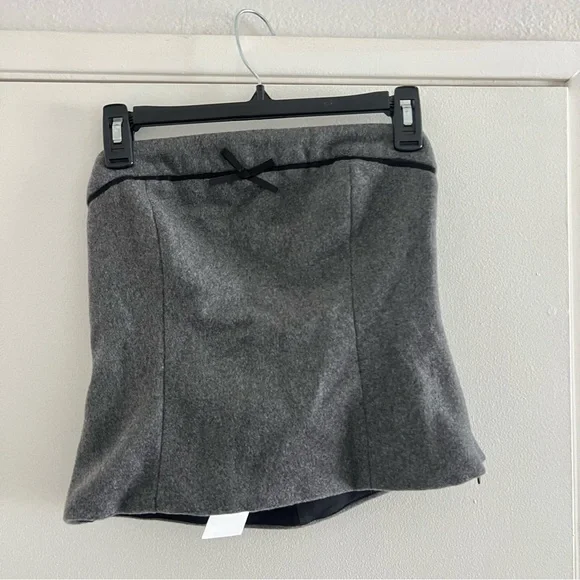 Zara Strapless Flannel Bow Top Grey Black Tube Top Wool Blend Size Small NWT - Picture 5 of 10